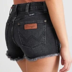 Wrangler Charcoal Black Jean Shorts Frayed Hem Distressed